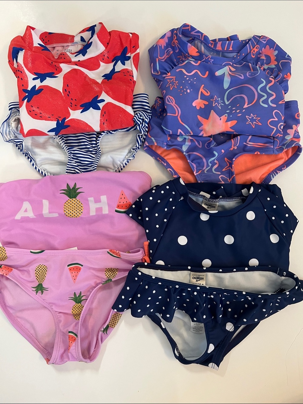 LOT! Size 4 Four Swimsuits for Girls Two Pieces